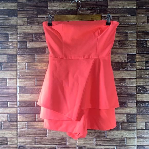 Jay Godfrey Brunet Romper in Neon Coral Womens Size 4 - Picture 2 of 16